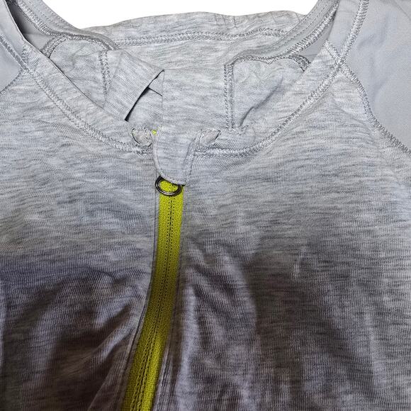 Lululemon Spin City 3/4 Sleeve Top Womens XXS Very Soft Gray Yellow - Picture 6 of 7